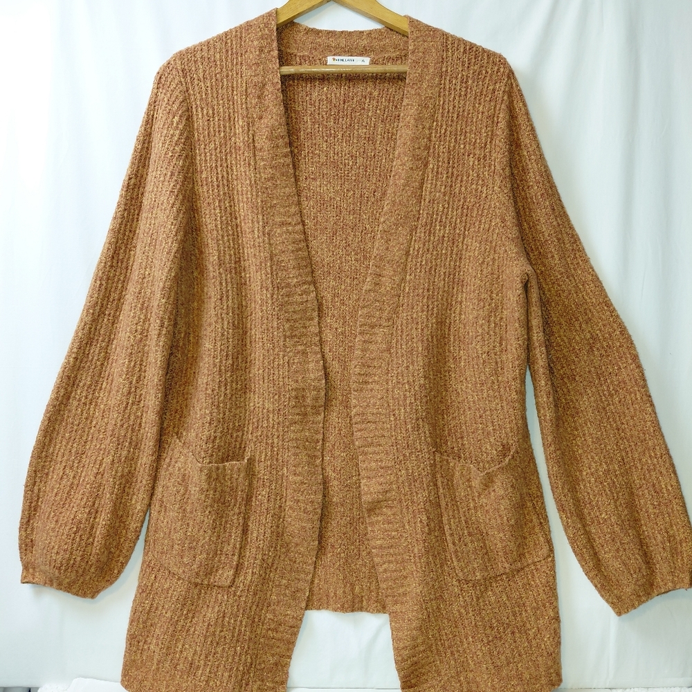 Marine Layer Ontario Cardigan Open Front Women's Size XL Orange Rust Brown Multi